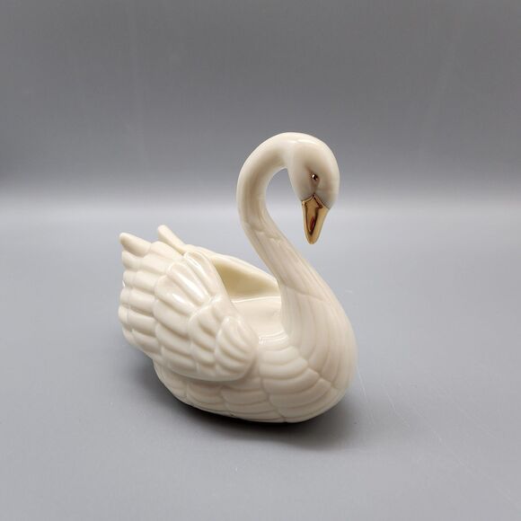Lenox Swan Figurine Place Card Holder / Cake Topper Figure Gold Trim Vintage 2 - Picture 2 of 12